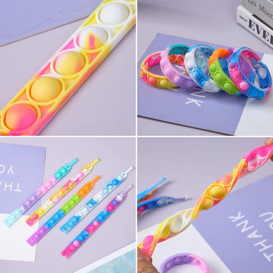 Partizzle 24x Fidget Toys Pop It Armbänder Kit - Armbänder Handout Geschenke - Graduation Treat Geschenke - Für Kinder & Kleinkinder