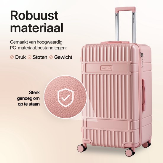 SKYCASES Trunk Travel Suitcase - Classic Heritage - Extra großer Koffer - 110L - TSA-Schloss - leichter Trolley - 78x44x36 cm - Trunk Roll Case - Spinner Wheels - Pink