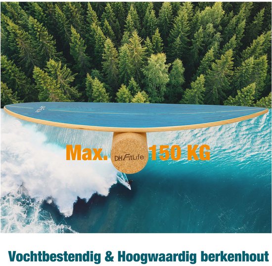 DH FitLife Wooden Balance Board mit Wippe - Balance Board für Kinder & Erwachsene - Indoor Fitness & Core Training, Grün