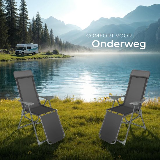Tectake - 2er-Set Klappstühle - für Garten, Terrasse oder Balkon - Aluminium - Anthrazit
