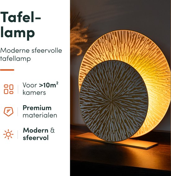 Nolt Tischlampe - Tischlampe Schlafzimmer - E27 Lampe Wohnzimmer - Industrial - ⌀ 40cm - Gold