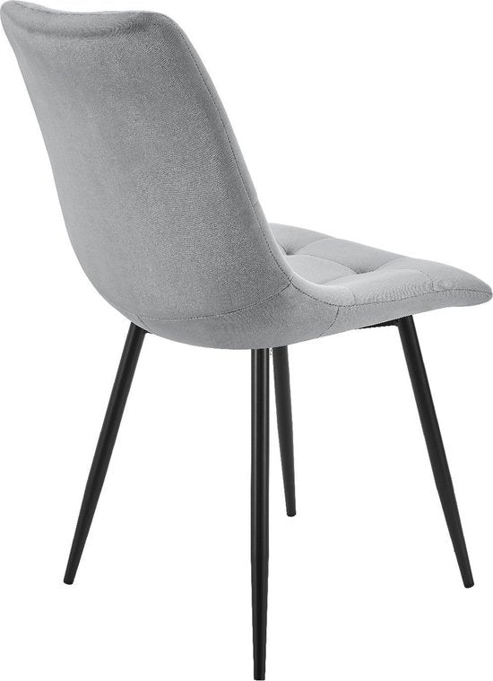 Stahl-Esszimmerstühle Blanca - 2er-Set - Hellgrau - Samt