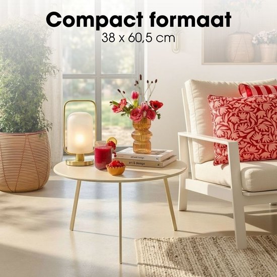 Mica Decorations Seattle Beistelltisch, rund, für den Außenbereich – Couchtisch – Outdoor-Couchtisch – Auch als Pflanzentisch oder Pflanzenständer geeignet – Metall – 38 x 61 cm – Creme