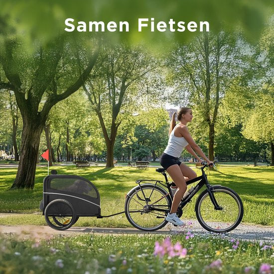 Trevopet® Hundefahrradanhänger - Faltbarer Fahrradanhänger Hund - Hundeanhänger - Geeignet für E-Bikes - Bis zu 40 kg - Für mittlere & große Hunde - Schwarz