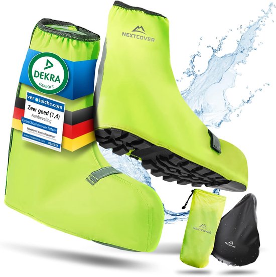 Nextcover® Wasserdichte Überschuhe | 100% wasserdichte Regenschuhe Fahrrad | Reflektierende Schuhabdeckung Wiederverwendbar | Regenabdeckungen für Schuhe | Überschuhe | Schuhschutz | Radfahren Überschuhe