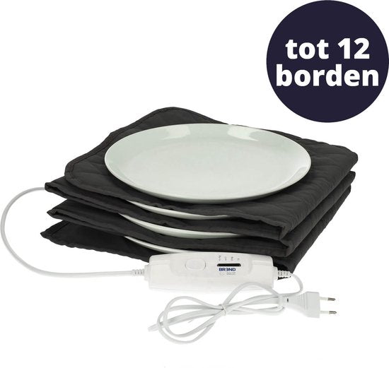 BREND BR-2209 Tellerwärmer - Bis zu 12 Teller - 4 Temperaturstufen bis zu 70°C - Abwaschbarer Deckel - Anthrazit