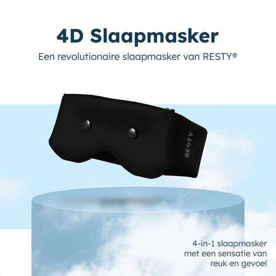 Resty® 4-in-1 Schlafmaske - 100% lichtdicht - Kühlung/Heizung/Aromatherapie - 3 Einsätze - komfortable 4D-Passform