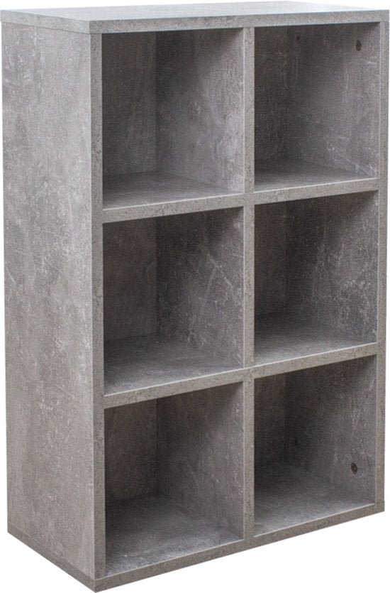 VDD-Fächerschrank - Aufbewahrungsschrank - Bücherregal - Wandschrank - 6 offene Fächer - Grau - 97,5x 97,5x33 cm
