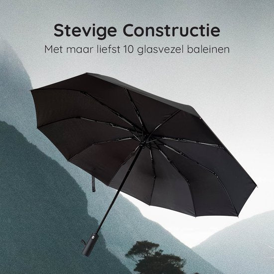 Volcan Storm Umbrella Foldable - Regenschirme - Faltbar - Ø 110 cm - Winddicht bis zu 100km p/h - Großer Regenschirm - Automatik - Schwarz