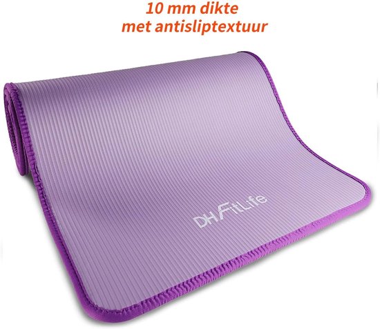 DH FitLife Trainingsmatte, Fitnessmatte, Sportmatte, 183 x 61 x 1 cm, extra reißfest, Yogamatte, rutschfest und dick, Workoutmatte (lila)