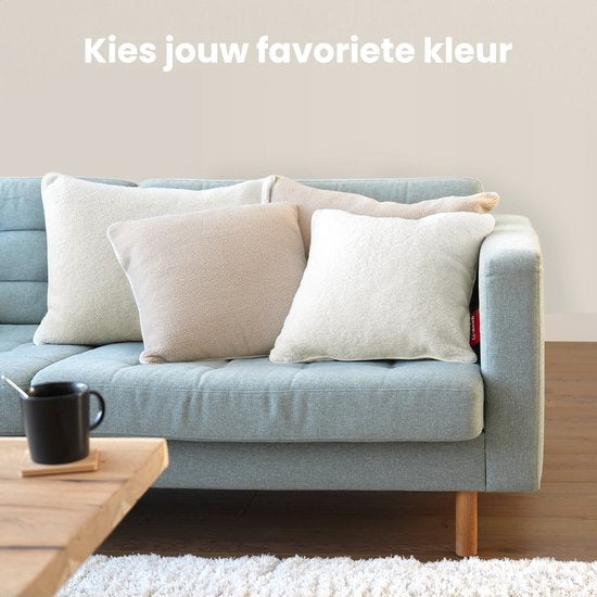 Auronic Wärmekissen - Sherpa Fleece - 45x45 - Kabellos - Wiederaufladbar - Elektrisches Kissen - Infrarot - Weiß