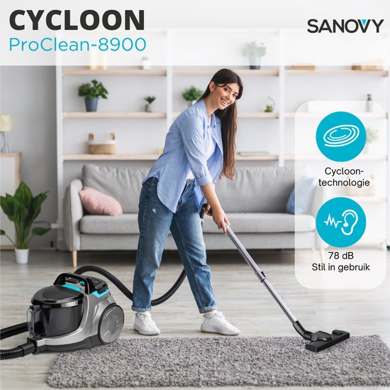Sanovy PowerClean-8900 Leistungsstarker beutelloser Staubsauger - 2.5L - Cyclone Technology Staubsauger