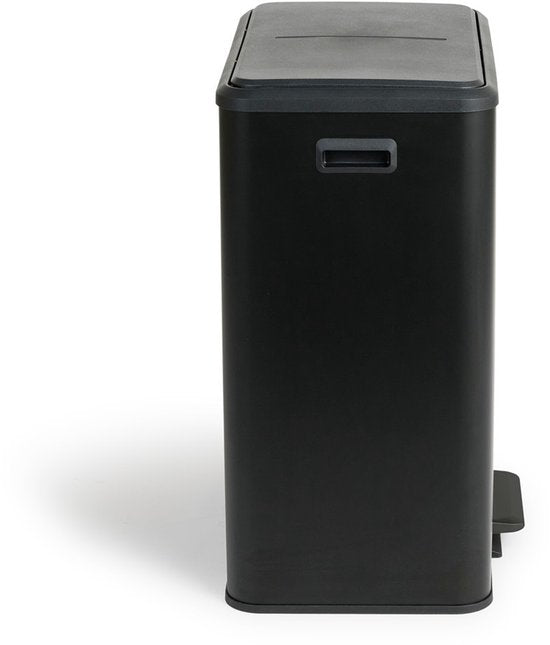 Umuzi Cleaning Double Mülleimer - 60L - Treteimer - Soft Close - 53x38x66 - Mattschwarz