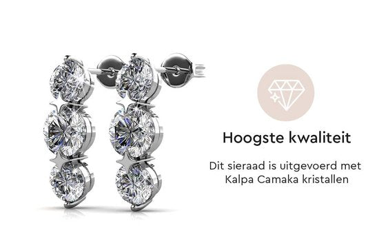Yolora Damen Ohrringe mit Kalpa Camaka Kristallen - Farbe Silber - 18K Weißgold vergoldet - Geschenkverpackt