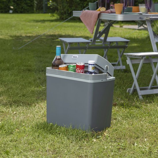 Tristar Coolbox KB-7424 - Kühlbox 22 Liter - Leichtgewicht mit Tragegriff - Thermoelektrisches Kühlsystem - Mit 12V Stecker für unterwegs und im Auto - Umrüstbar auf 230V Netzstecker - Grau