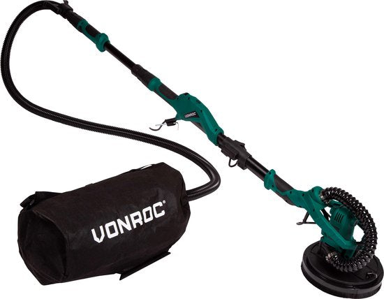 VONROC Teleskop-Deckenschleifer - 1050W - Ø225MM - Ideal für Decke und Wand