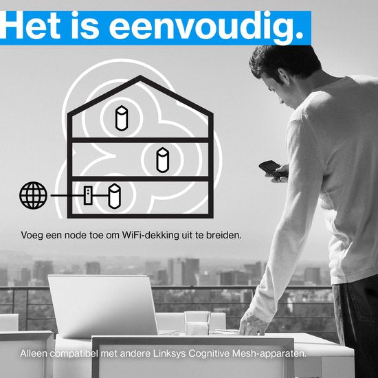 Linksys Velop Pro WiFi 6E Mesh Router - Dual-Band - Bis 5,4 Gbit/s - 275 m² Abdeckung - WPA3 - 3er-Pack - Weiß
