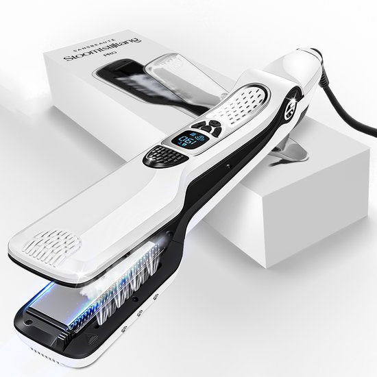 Sansbeauté® Dampfglätter - Dampfglätter - Breite Platten - Professionelles Glätteisen - Dampfglätter - Weiß