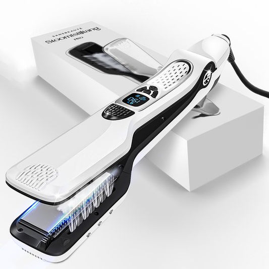 Sansbeauté® Dampfglätter - Dampfglätter - Breite Platten - Professionelles Glätteisen - Dampfglätter - Weiß
