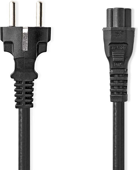 Nedis Stromkabel - Typ F (CEE 7/7) Stecker - IEC-320-C5 - Gerade - Vernickelt - 2,00 m - Rund - PVC - Schwarz - Etikett