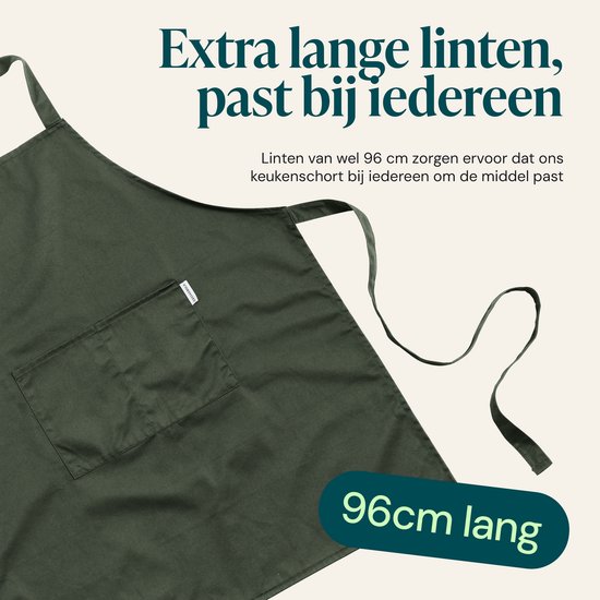 Castagnola Küchenschürze - Wasser- und schmutzabweisend - Professionelle Kochschürze - Schürze für Frauen und Männer - Catering-Schürze - Unisex - Verstellbare Schnalle - Extra große Fächer - Grün