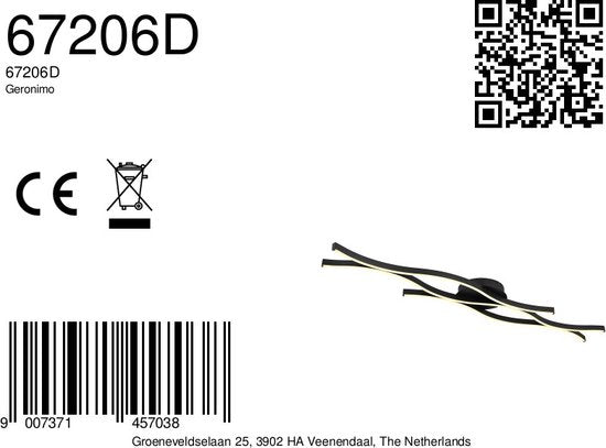 Globo Deckenleuchte Geronimo - schwarz - Metall - 67206D