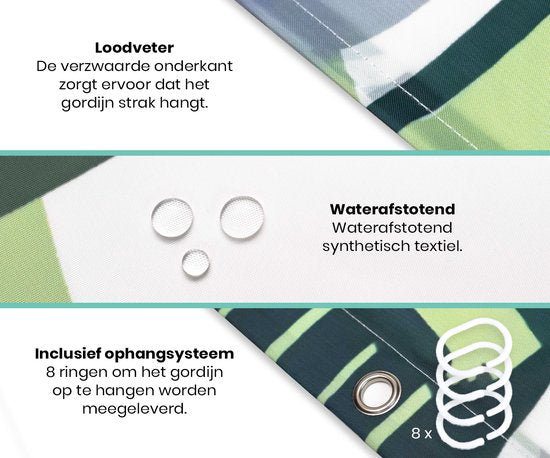 Loti Living Duschvorhang Anti-Schimmel - Dschungel - Ringe enthalten - Wasserdicht - Polyester - Duschvorhang 120x200 cm
