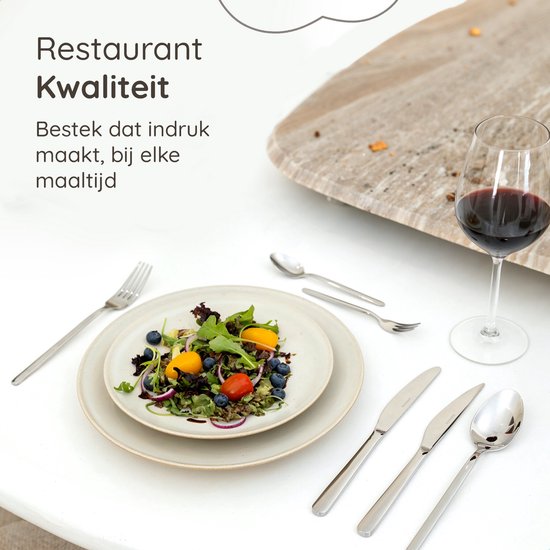 Deleca 6 Personen Luxus-Edelstahl-Besteck-Set Amor (36 Teile) - Löffel, Messer, Gabeln, Steakmesser & Kuchengabeln - spülmaschinenfest - Silbernes Design-Besteck - 18/0 Edelstahl