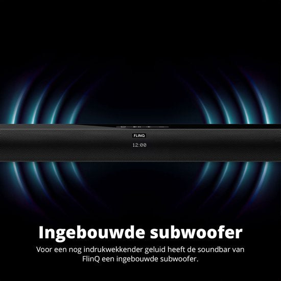 FlinQ - Soundbar - mit Subwoofer - Bluetooth - 3D-Surround-Sound - Fernbedienung - Film/Musik/Nachrichten-Modus - Schwarz