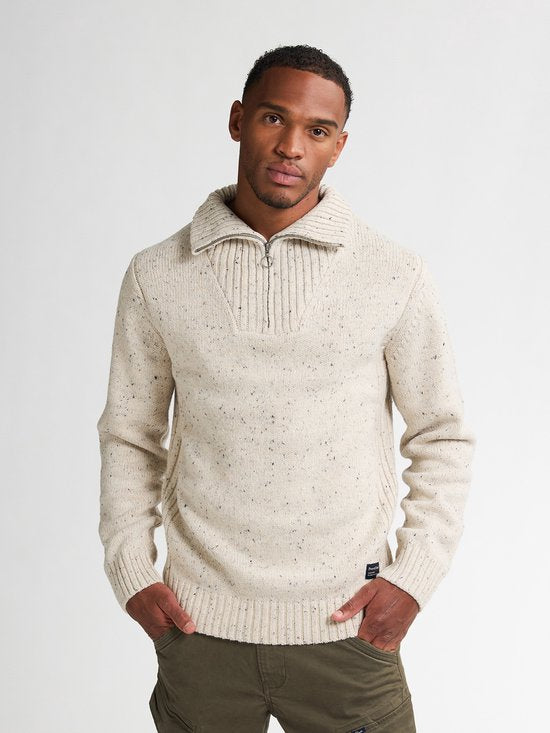 Petrol Industries – Herren-Strickpullover „Denver“ mit halbem Reißverschluss – Blau – Größe L
