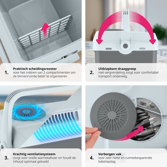 tectake - Elektrische Kühlbox mit 25 l - Kühl- und Warmhaltefunktion - Leise elektrische Kühltasche - Für Auto oder Steckdose - Mini-Kühlschrank für Camping, Getränke - Thermobox mit Strom - Eco Mode