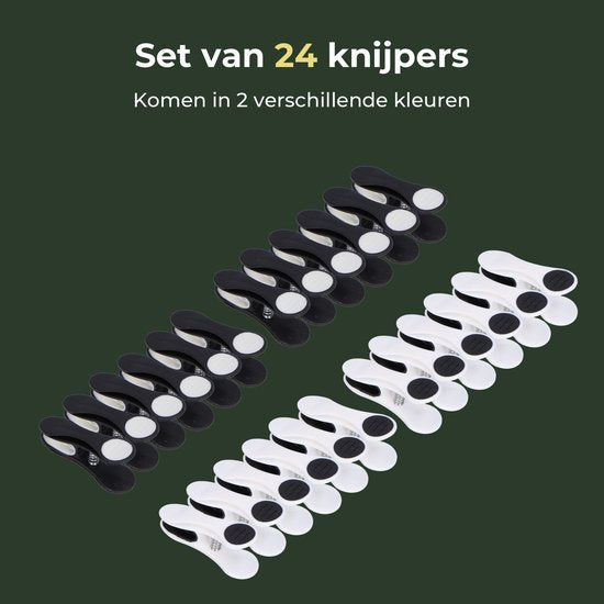 Gandria Wäscheklammern 24 Stück - Kunststoff-Wäscheklammern - Satz von 24 Kunststoff-Wäscheklammern - Wäscheständer Wäscheklammern 10 Kg - Schwarz/Weiß und Weiß/Schwarz