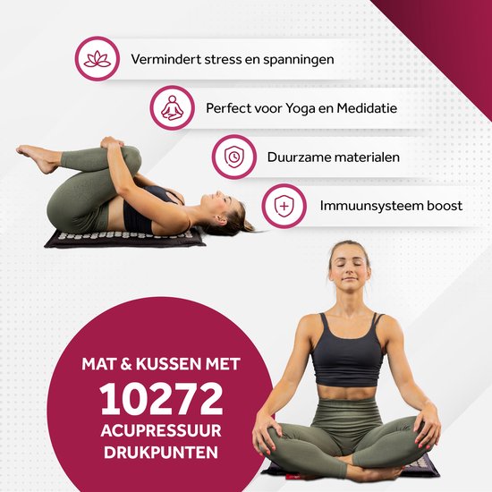 Northwall Nagelmatte - Mit Kissen & Tragetasche - Mit Nagelkissen - Akupunktur - Meditation - Shakti Massage - Schwarz