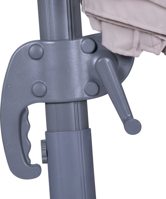 VONROC Premium Floating Parasol Bardolino Ø300cm - Inkl. Kreuzfuß & Schutzhülle - Runder Sonnenschirm - 360° drehbar - Neigbar - UV-beständiges Tuch - Beige
