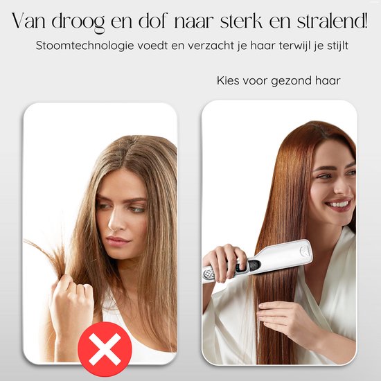 Sansbeauté® Dampfglätter - Dampfglätter - Breite Platten - Professionelles Glätteisen - Dampfglätter - Weiß