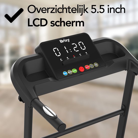 Brixy Laufband - Zusammenklappbar - Laufband - 12 Programme - Tablet-Halterung - Steigungsfunktion - Laufband - 1-12km/h