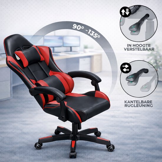 Bayt Gaming Stuhl - Gaming Stuhl - Komfort Gamer Stuhl - Schwarz und rot