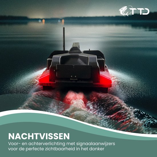 TTD® Premium GPS Futterboot zum Karpfenangeln - 500 Meter Reichweite - Tempomat - Hakenfreigabe - 40 GPS-Positionen - Drei Futterbehälter - 2 kg Kapazität - 12000 mAh Akku - Angelboot - Karpfenboot - Angelboot