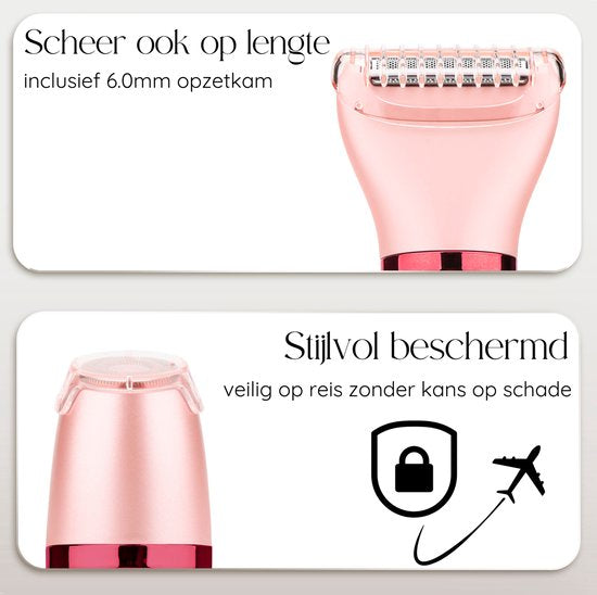 2-in-1 Ladyshave + 2 Extra-Scherköpfe - Gesicht - Achseln - Beine - Bikinizone - Rasierer Frau - Elektrischer Epilierer - Haarentferner Damen - Trimmer Frau - Intimzone Schamhaare - Ladyshaves Bikini