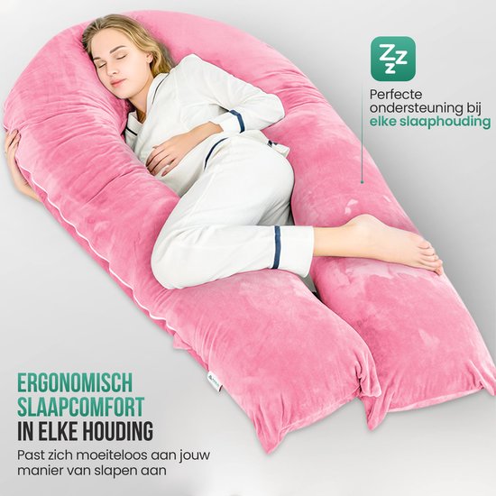 Avalo Schwangerschaftskissen XXL 280 cm - U-Shape Seitenschläferkissen - Ergonomisches Körperkissen - Stillkissen & Körperkissen für Schwangere - Pink