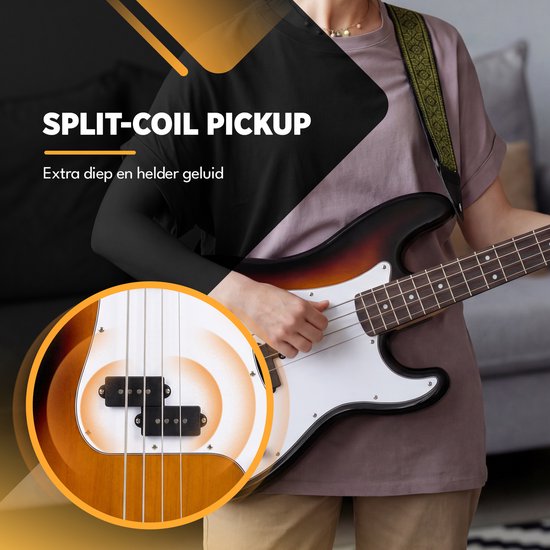 Finesse E-Bass mit Verstärker – Starter-Set – Erwachsene – Kinder – Sunburst