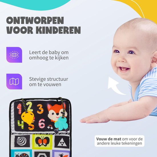 Montiplay® Tummy Time Baby - Kisper Buch Baby - Montessori Spielzeug - Lernspielzeug - Tummy Time - Sensory - Playmat