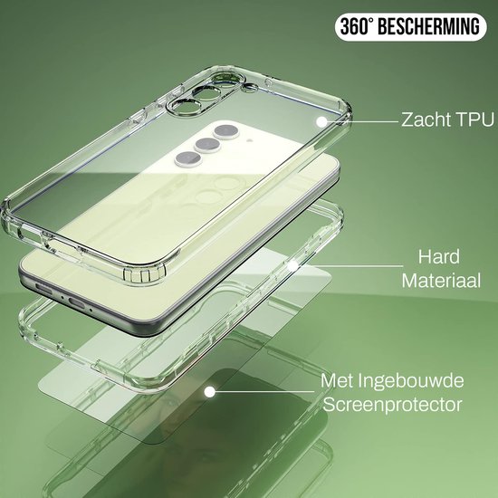Podec 2-in-1 Case mit Displayschutzfolie geeignet für Samsung Galaxy S23 Transparentes Handy Case - Anti-Schock Case Cover