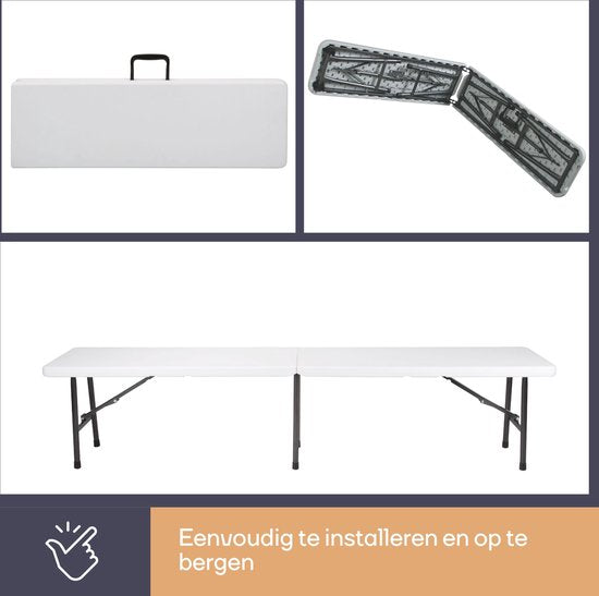 Perel Faltbare Bank 4-Sitzer - Faltbar und wetterfest - Mit Griff - Ideal für Picknick, Camping, Grill und für den Innen- und Außenbereich - Maximal 400 kg - Weiß