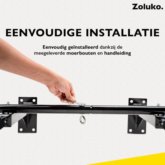 Zoluko Professional Klimmzugstange Wandhalterung - 150kg Belastbarkeit - Inkl. E-Book - Einfache Montage - Klimmzugstange Fitness - Klimmzugstation für den Heimsport - Klimmzugstange - Schwarz