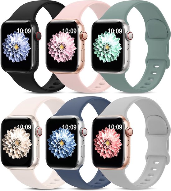 Podec Smartwatch - Silikonband Mehrfarbig 6er Set - Passend für Apple Watch - Band Passend für iWatch 38 / 40/ 41 mm - Passend für Series 1/2/3/4/5/6/7/SE