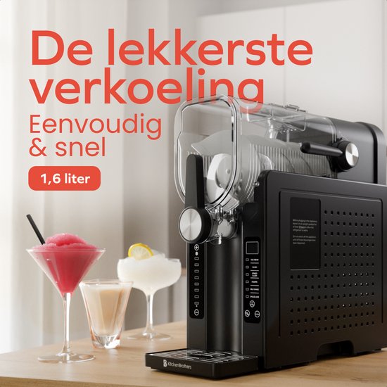 KitchenBrothers Slush Puppy Maker - 1.6L - 6 Ständer - BPA-frei - Slushi-Maschine - Eiscreme-Maschine - Schwarz