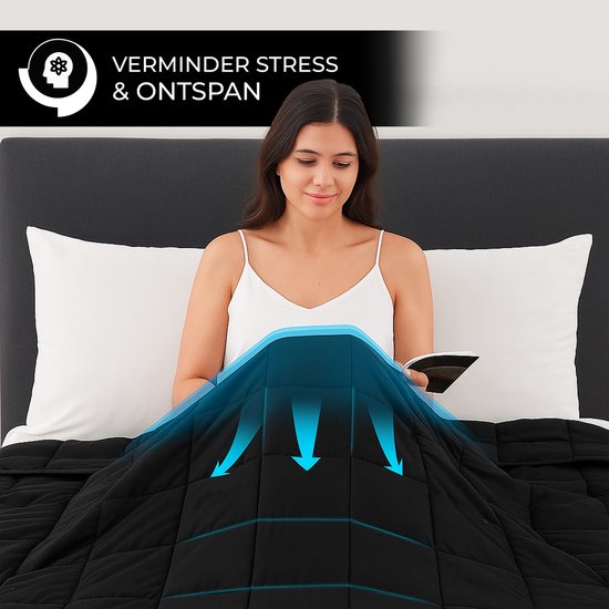 Vonia Beschwerungsdecke 9 kg - Beschwerungsdecke - 150 x 200 cm - Schwarz