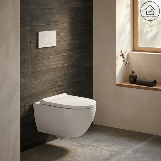 Geberit Acanto Wand-WC-Set – Tiefspülung – Turboflush 36 x 53 cm – WC-Sitz – Softclose – Schnellverschluss – weiß