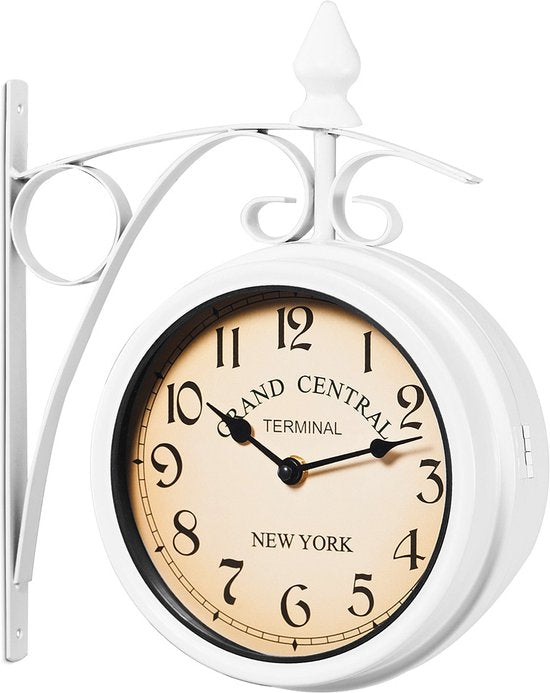 Monzana Retrostyle Bahnhofsuhr/Uhr - 29 x 9,5 x 32,5 cm -Weiß